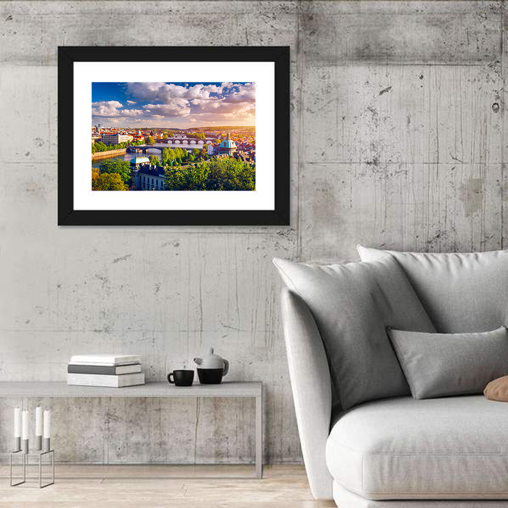 Prague Golden Hour Over Charles Bridge Wall Art