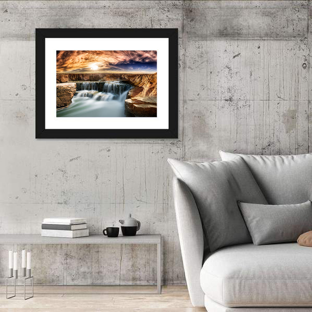 Glen Canyon Waterfall Wall Art in a room, landscape