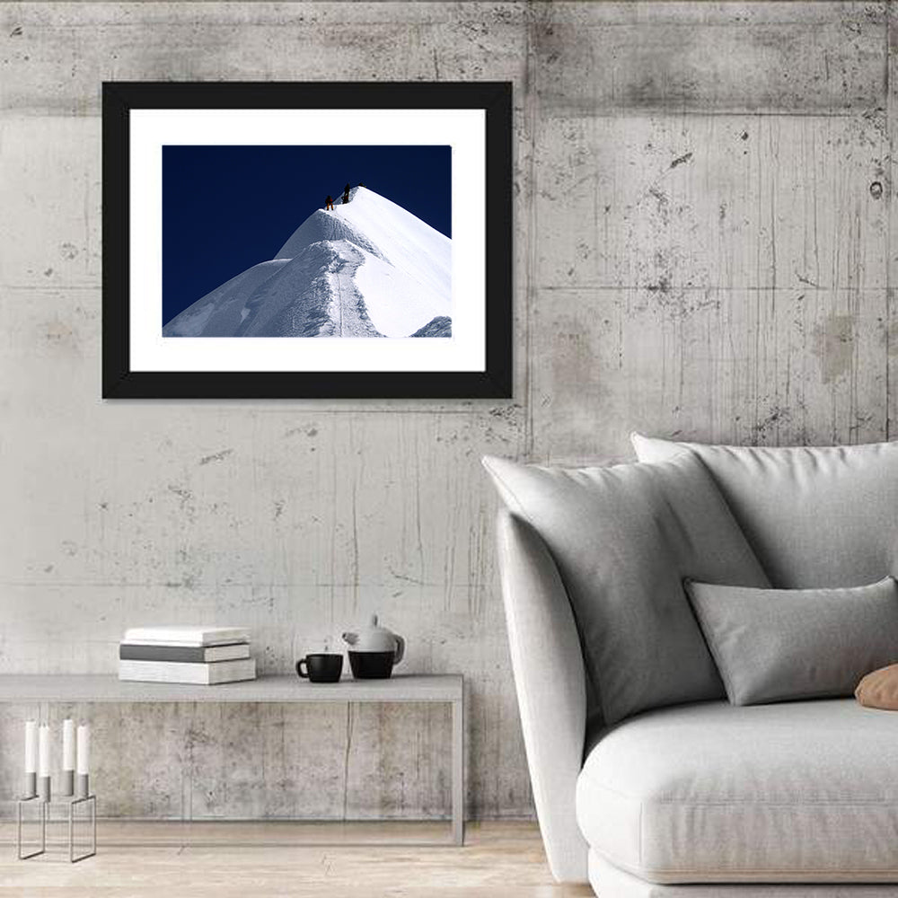 Climbers on a Snowy Himalayan Peak Wall Art in a room, landscape
