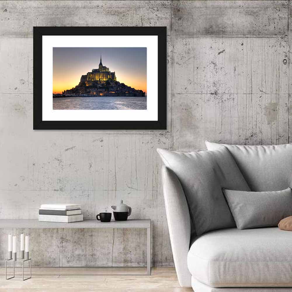 Mont Saint-michel at Dusk Wall Art in a room, landscape
