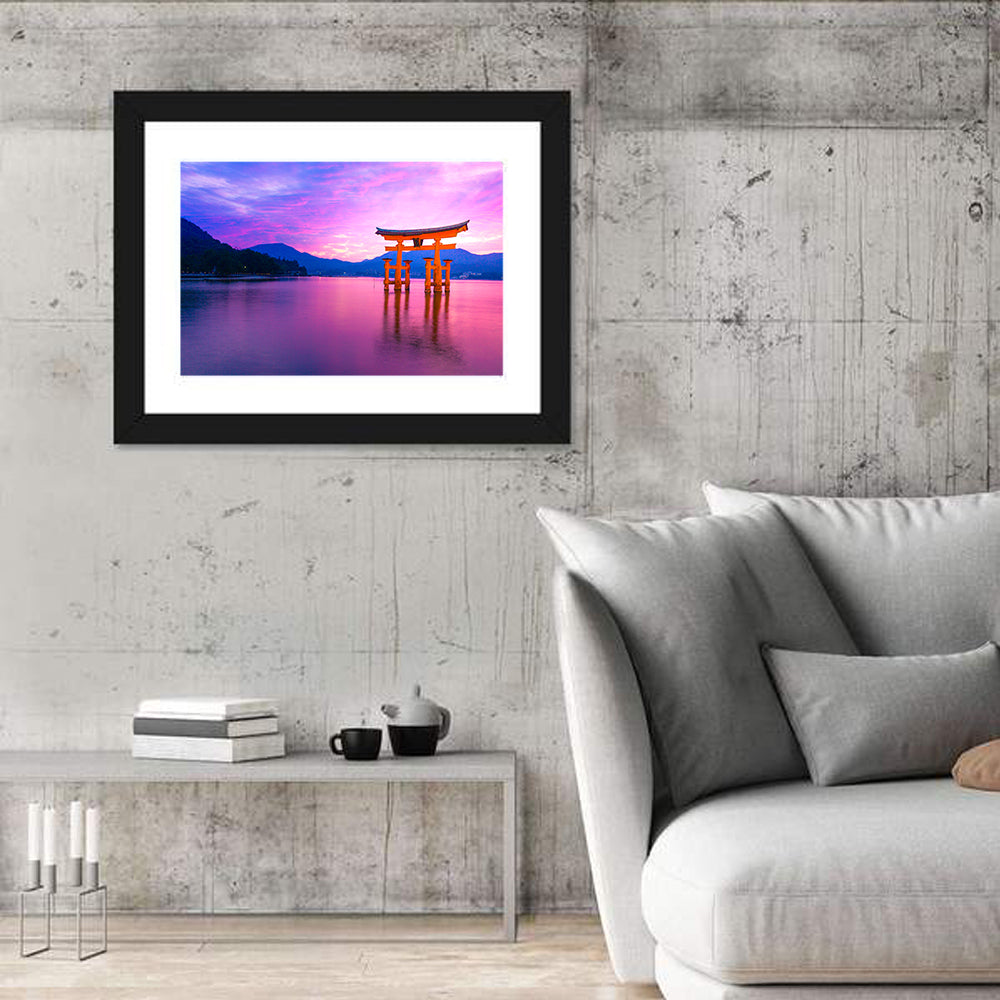 Miyajima Torii at Sunset Wall Art in a room, landscape