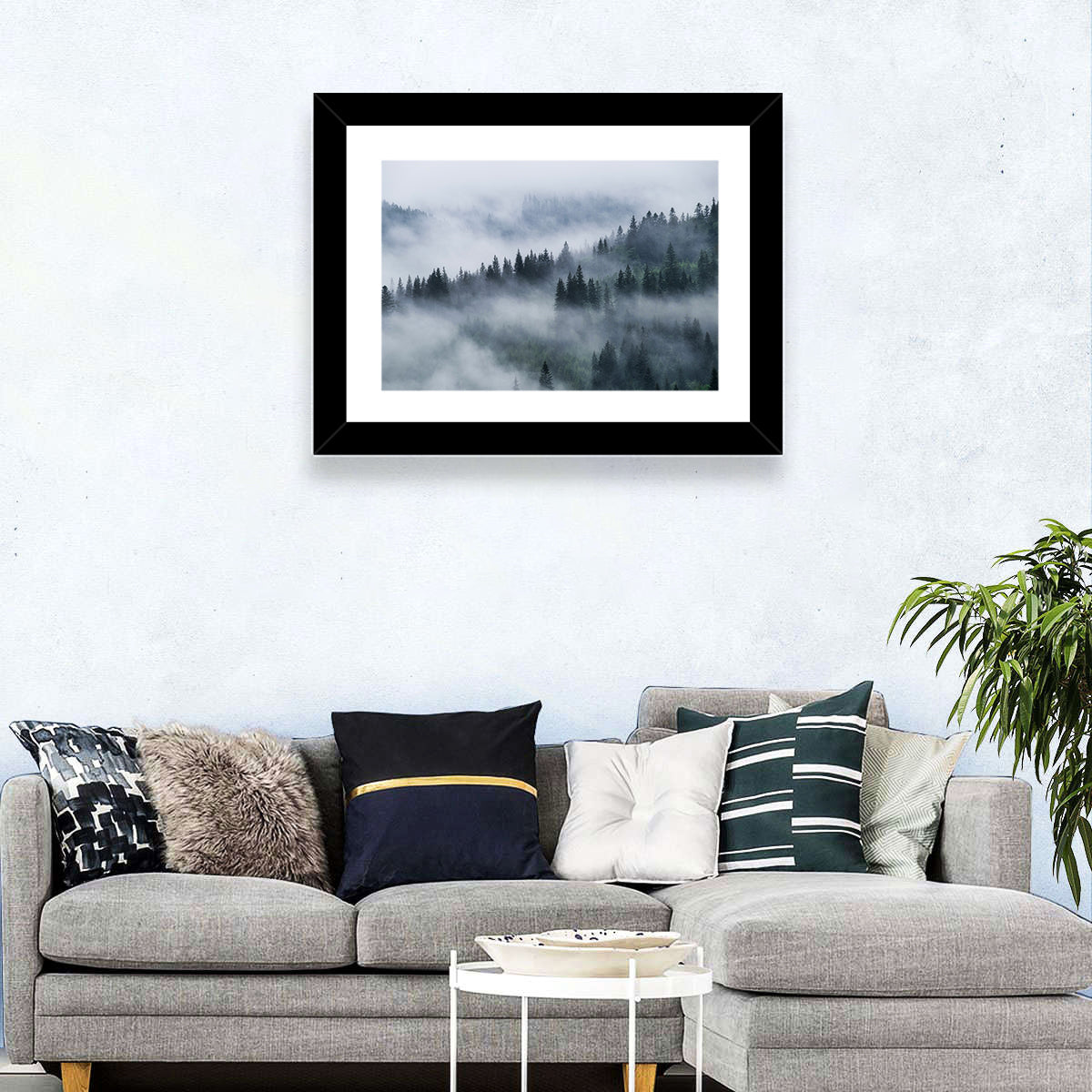 Foggy Mountains Forest Wall Art