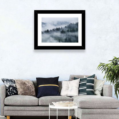 Foggy Mountains Forest Wall Art