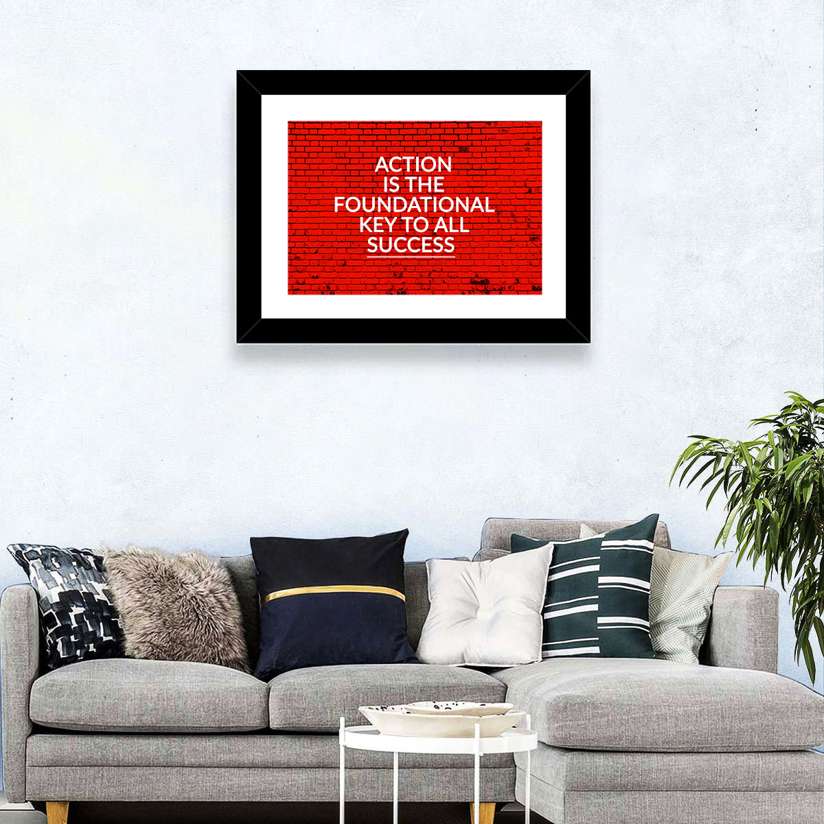 Key to Success on Red Brick Wall Art in a room, landscape