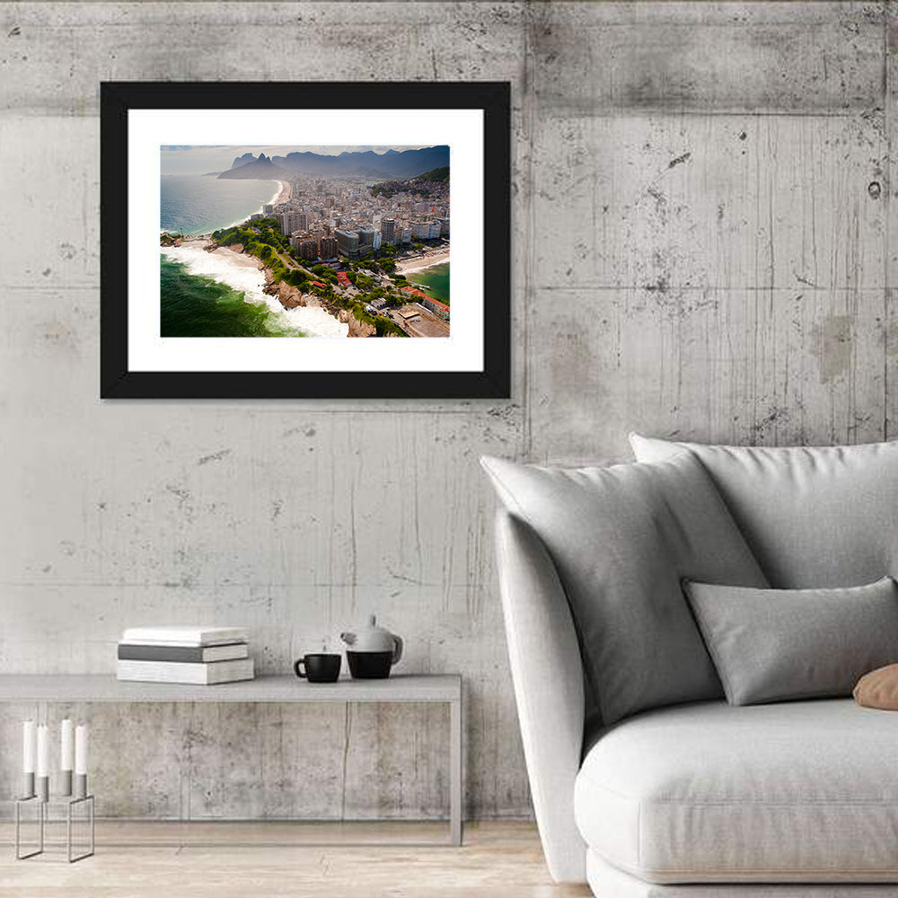 Ipanema Coast Aerial View Wall Art in a room, landscape