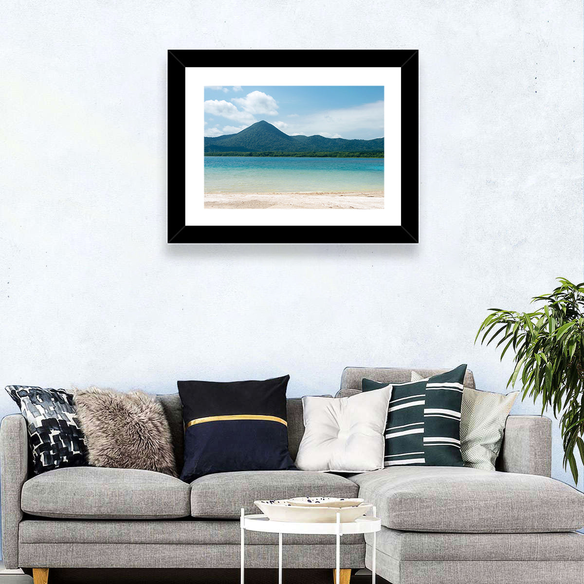 Usori Lake Shoreline Wall Art in a room, landscape