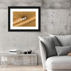 Aerial Combine Over Wheat Field Wall Art