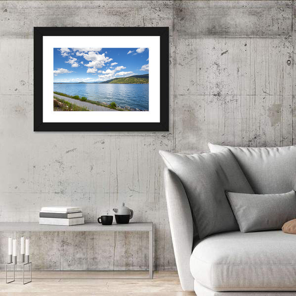 Lake Pend Oreille Bridge View Wall Art in a room, landscape