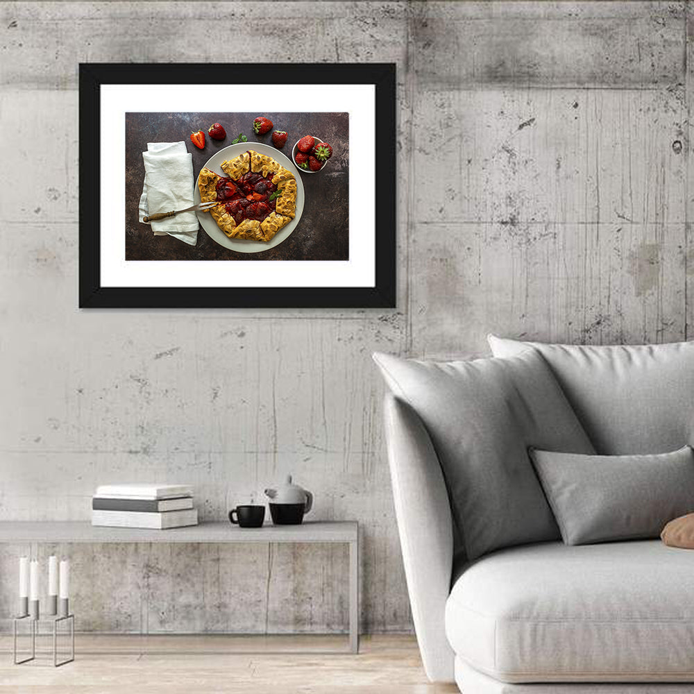 Sommer Strawberry Tart Wall Art in a room, landscape