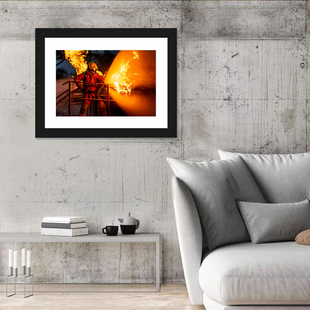 Firefighter Hose and Flame Wall Art