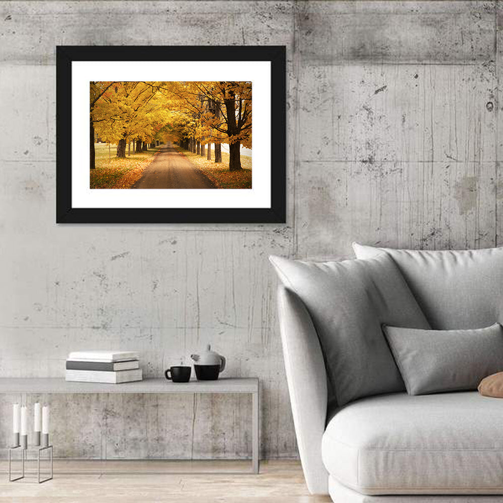 Golden Autumn Road Wall Art