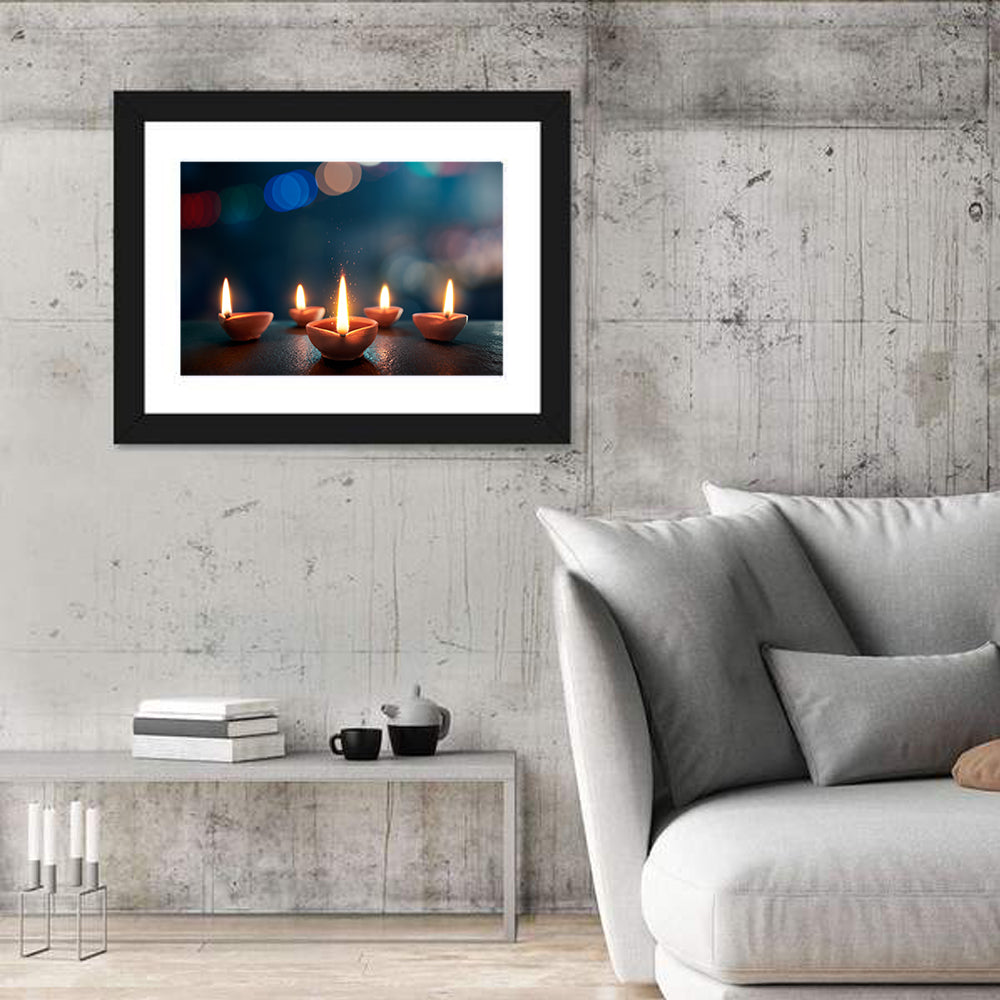 Diya of Hope Wall Art in a room, landscape
