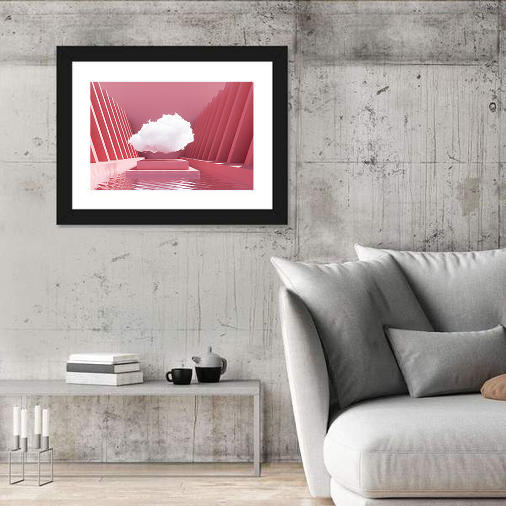 Pink Cloud Over Pool Wall Art in a room, landscape