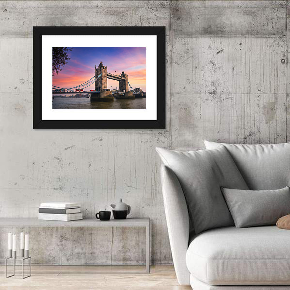 Tower Bridge at Sunset Wall Art in a room, landscape