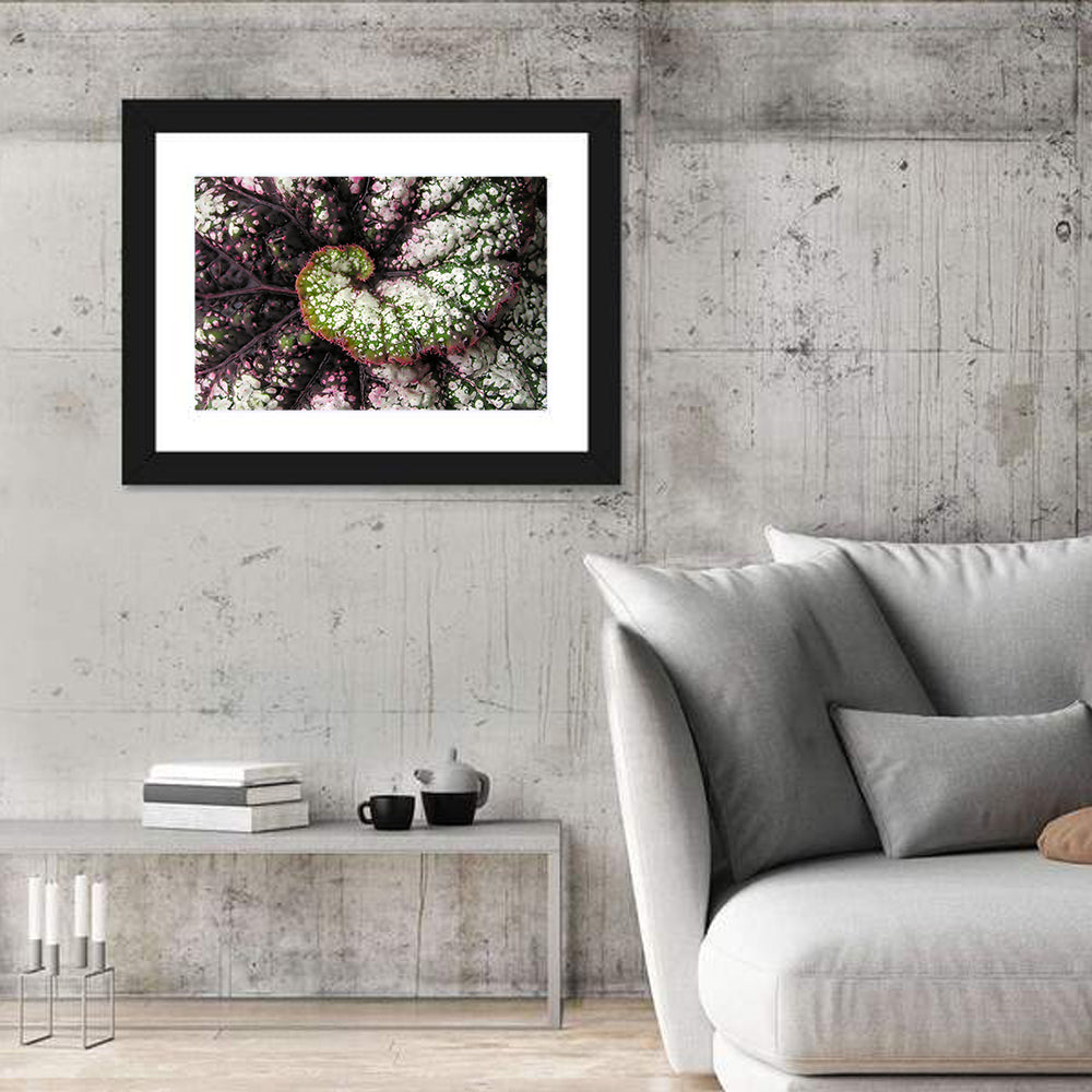 Begonia Leaf Spiral Geometry Wall Art in a room, landscape