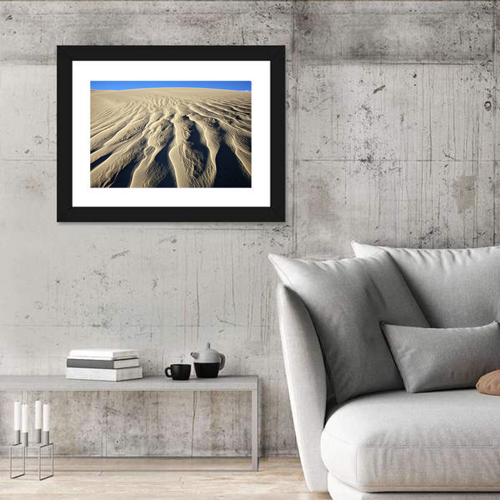 Endless Rippled Sand Dunes Wall Art in a room, landscape