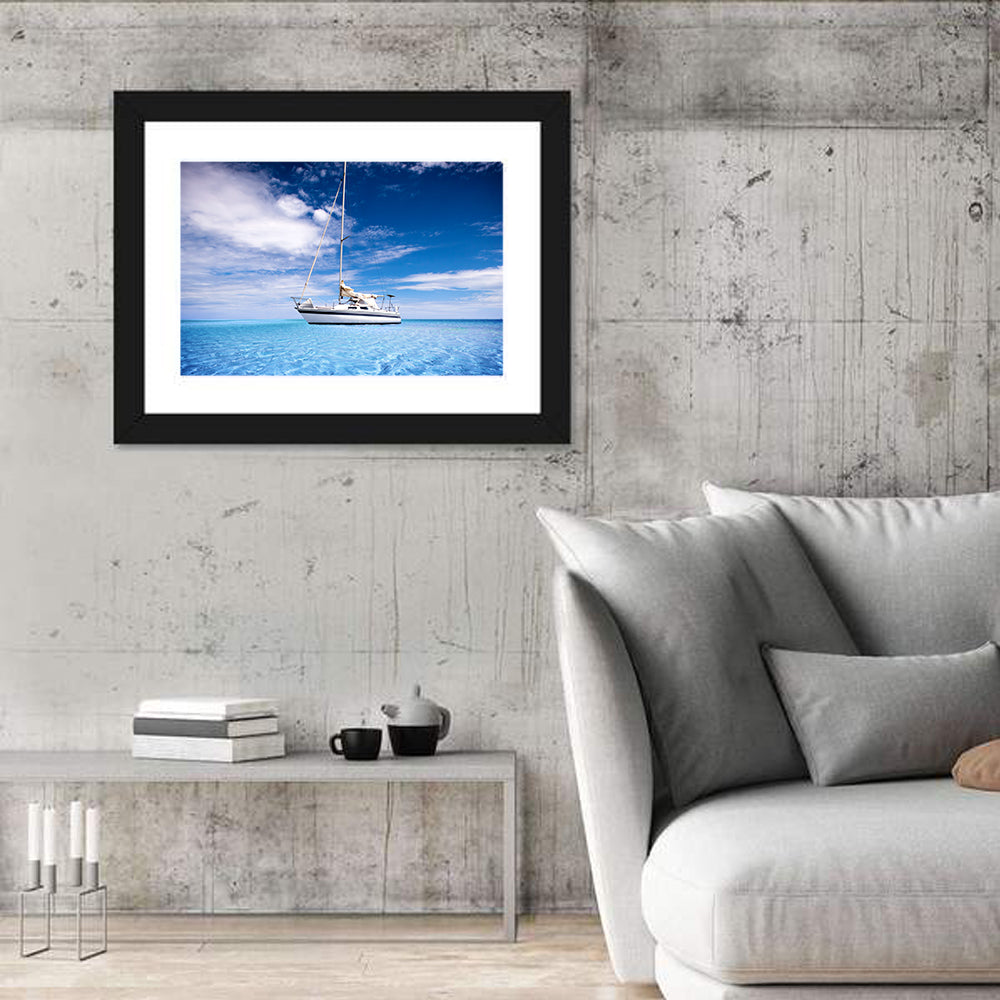 Furled Sails Over Turquoise Water Wall Art
