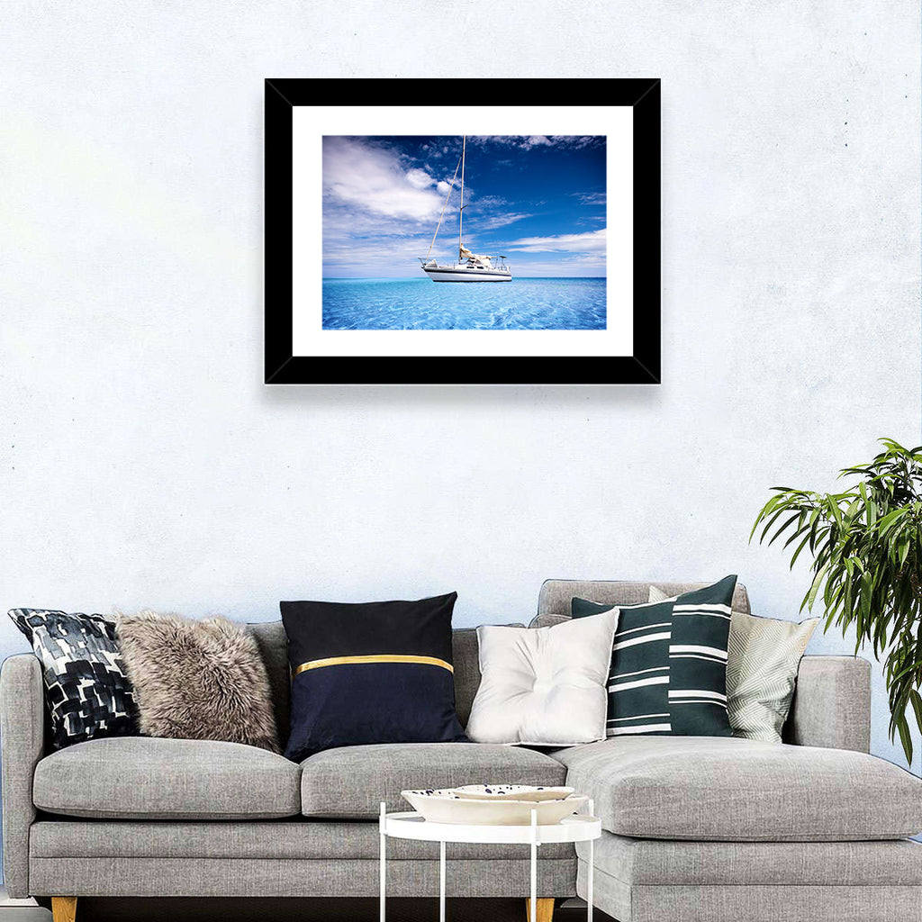 Furled Sails Over Turquoise Water Wall Art