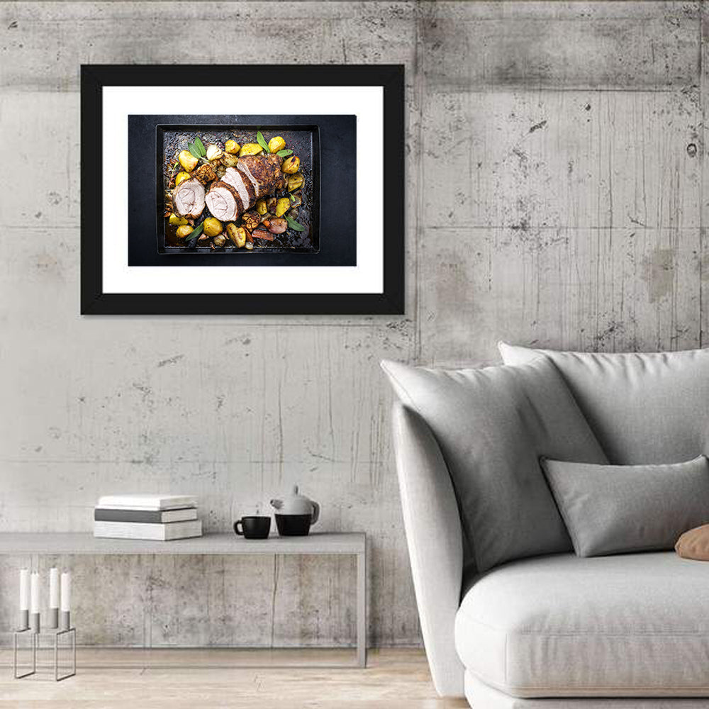 Roasted Veal Roll with Potatoes Wall Art in a room, landscape