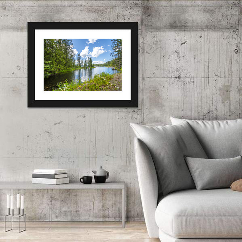 Lake Pend Oreille Wildflower View Wall Art in a room, landscape