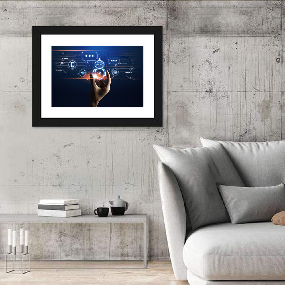 Hand Holding Robotic Assistant Icon Wall Art