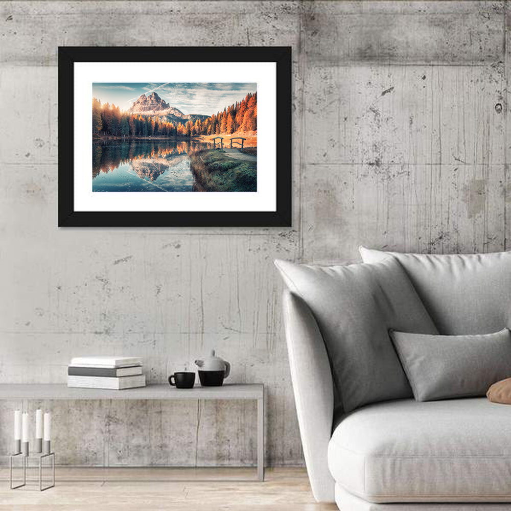 Lago Di Antorno Reflection Wall Art in a room, landscape