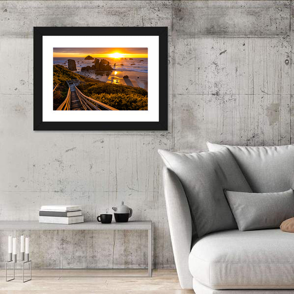Bandon Beach Sunset Staircase Wall Art