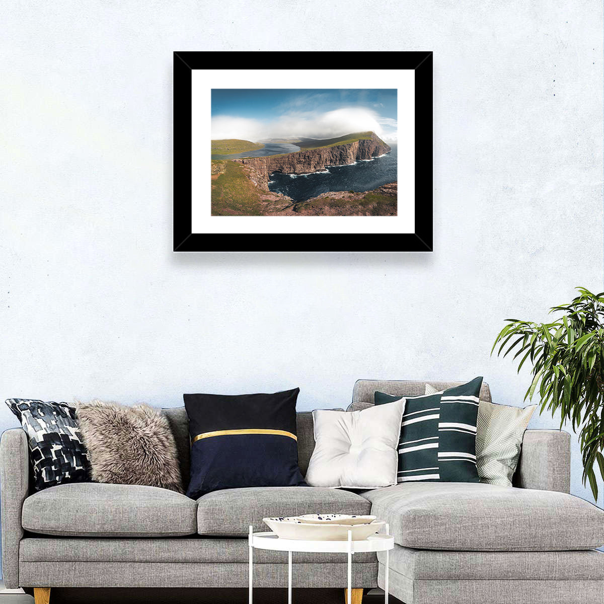 Traelanipa Cliffs, Sørvágsvatn Wall Art in a room, landscape