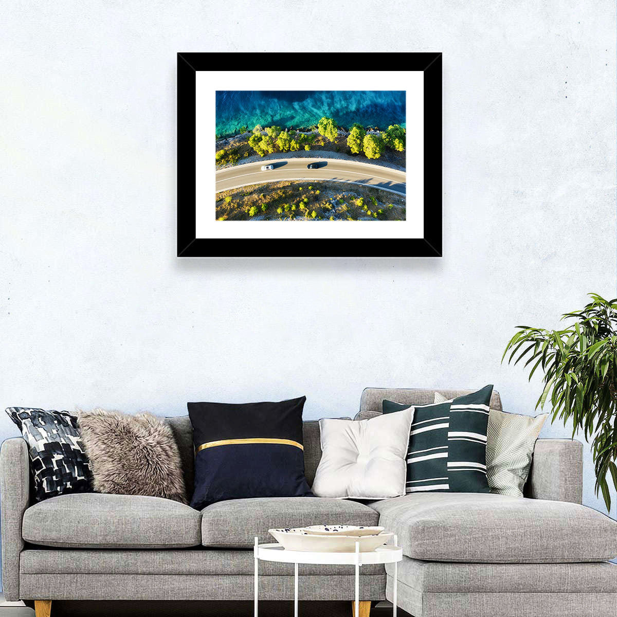 Coastal Highway Wall Art in a room, landscape
