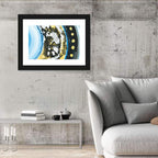 Planet Rings in Blue and Gold Wall Art
