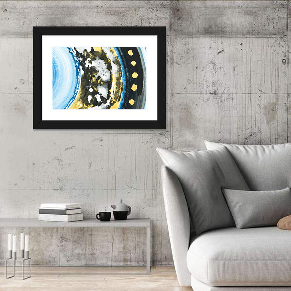 Planet Rings in Blue and Gold Wall Art