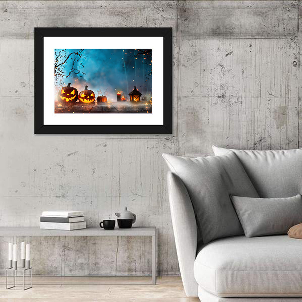 Foggy Halloween Pumpkins Wall Art