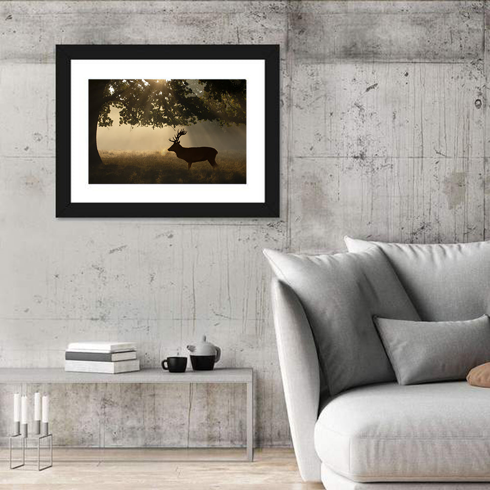 Misty Stag Silhouette Wall Art