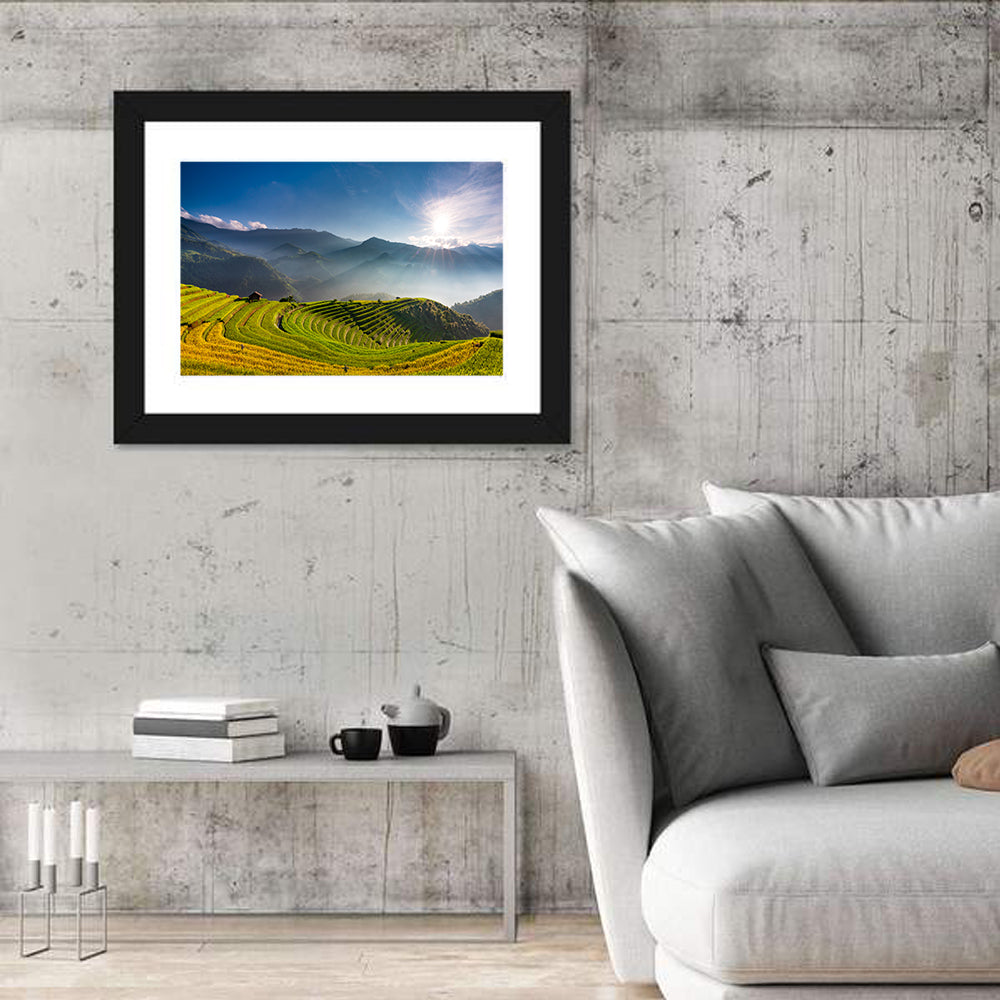 Mu Cang Chai Rice Terraces Wall Art in a room, landscape