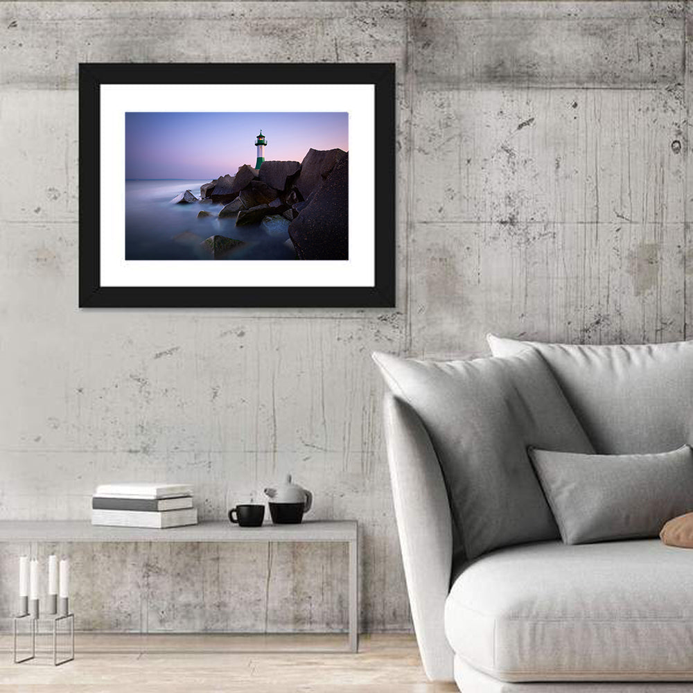 Sassnitz Lighthouse Wall Art in a room, landscape