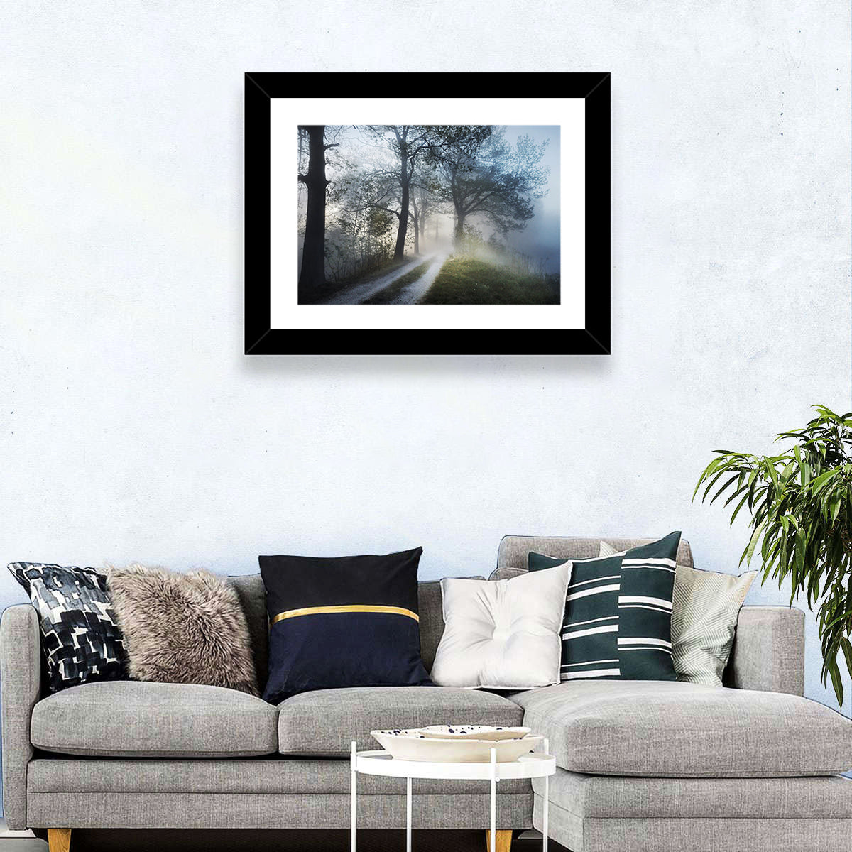 Foggy Forest Path Wall Art
