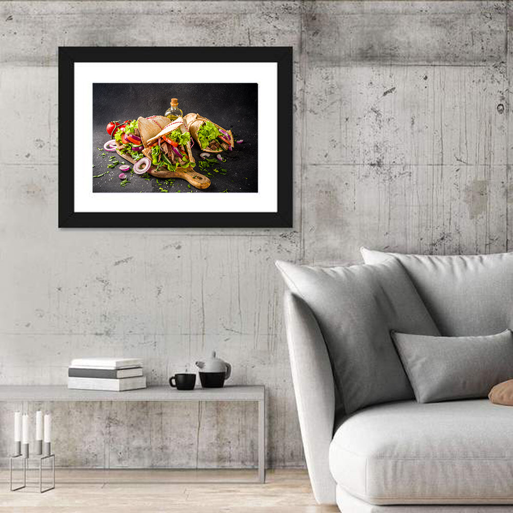 Turkish Shawarma Wraps Wall Art in a room, landscape