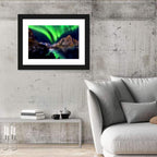 Northern Lights Over Snow Capped Mountains Wall Art