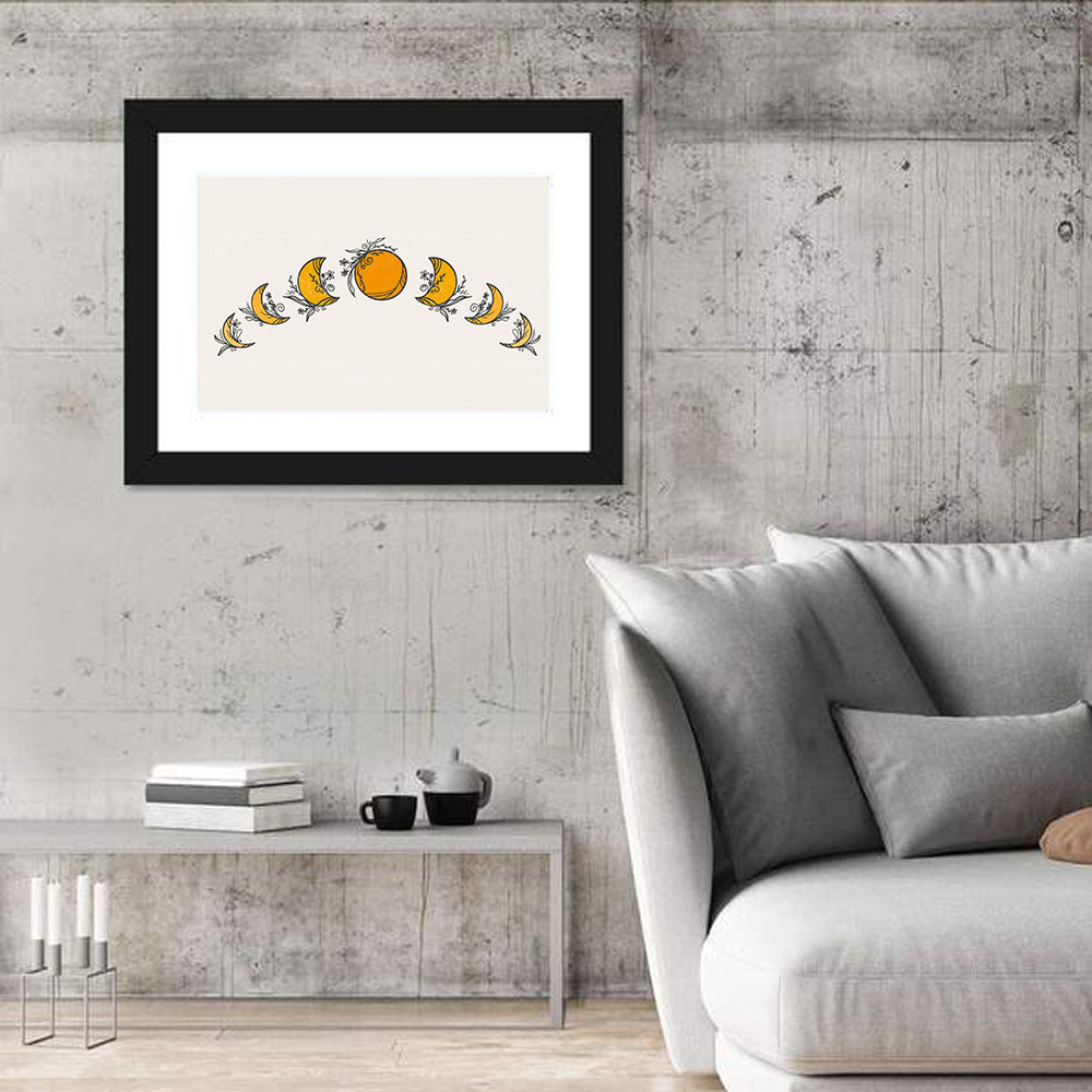 Lunar Phases Floral Arc Wall Art in a room, landscape