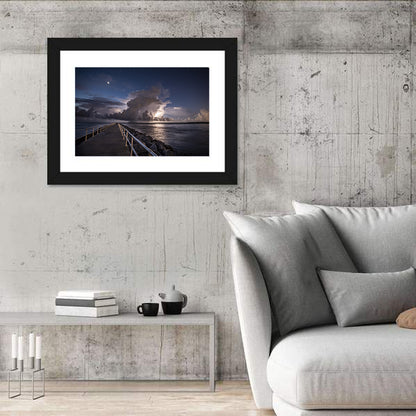 Fluffy Clouds Above Pier Wall Art