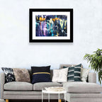 Impasto Waterfall in Blue and Purple Wall Art