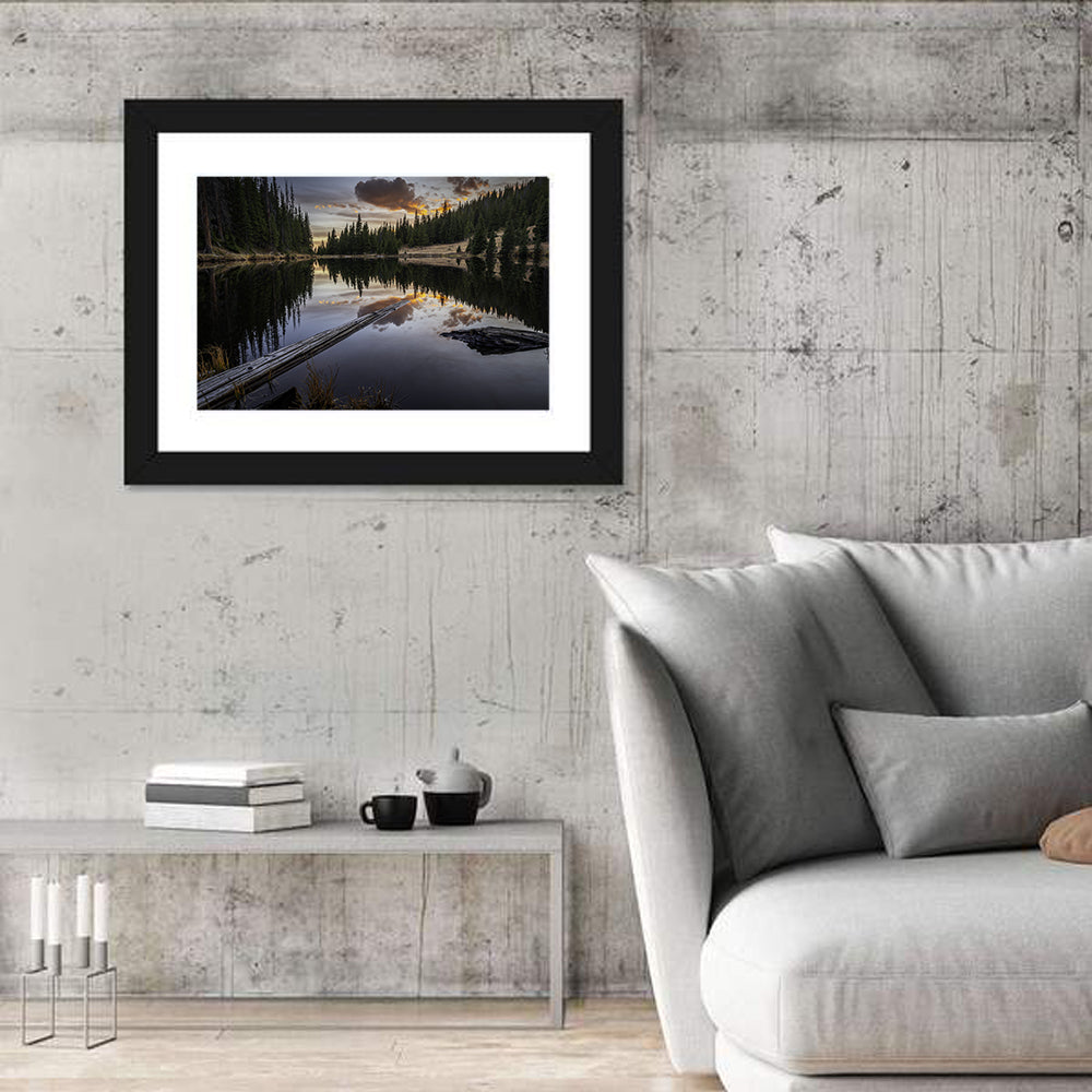 Lake Irene Sunset Wall Art in a room, landscape
