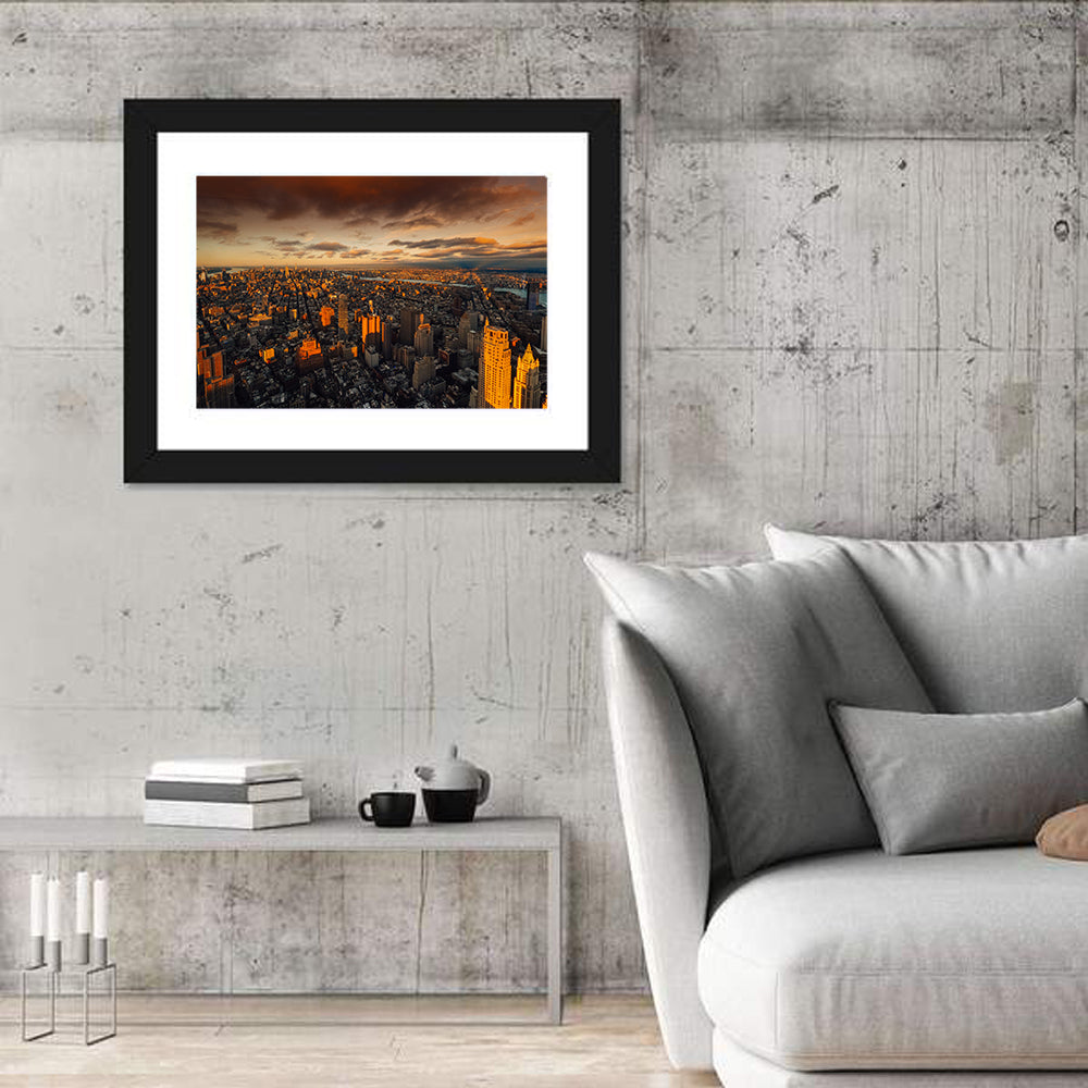 South Manhattan Sunset Skyline Wall Art