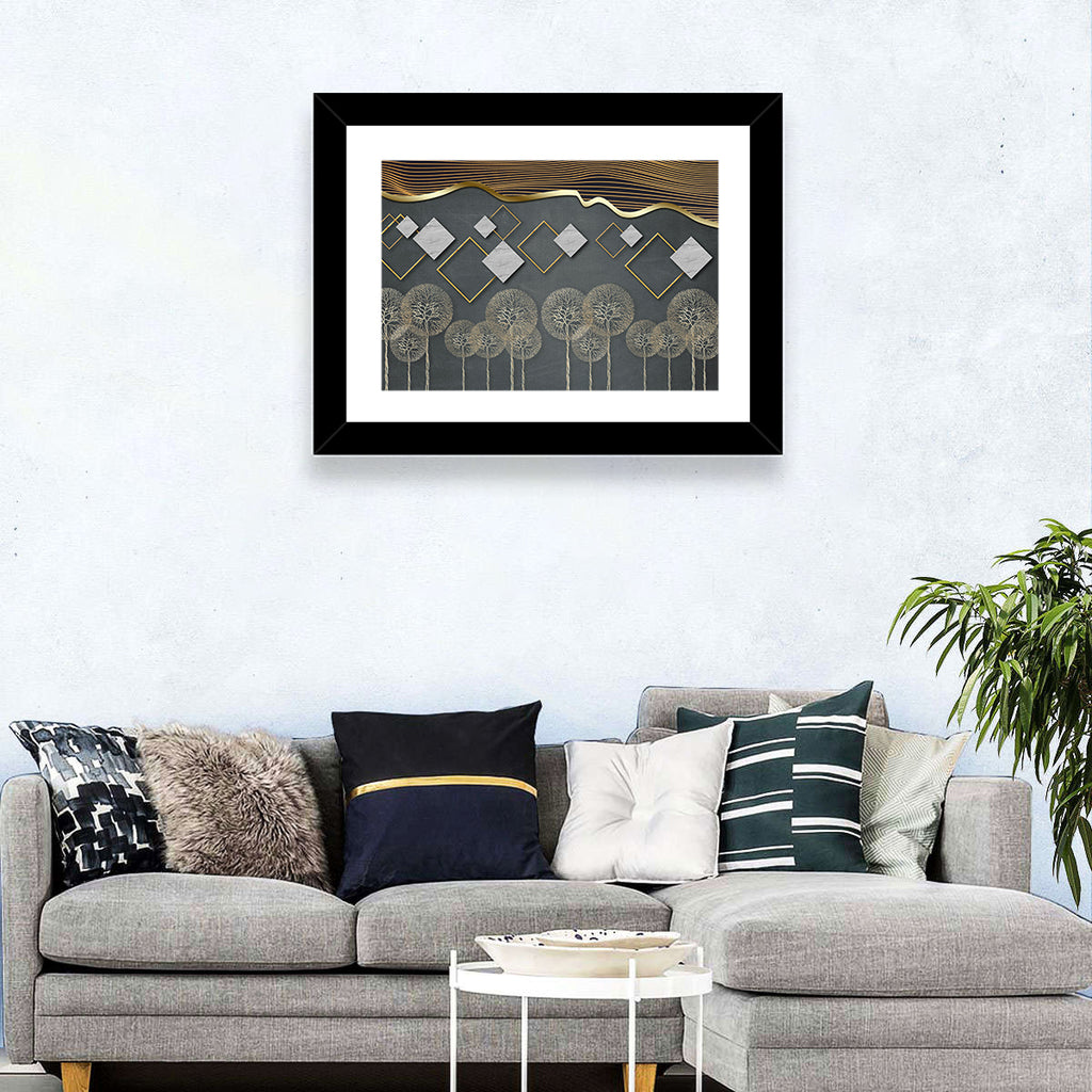 Gray and Gold Dandelion Wall Art