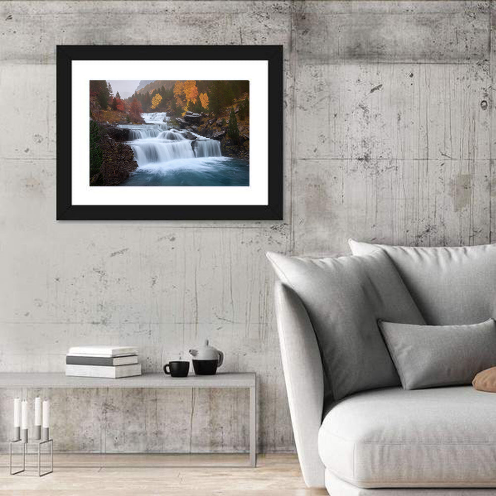Huesca Cascading Waterfalls Wall Art in a room, landscape