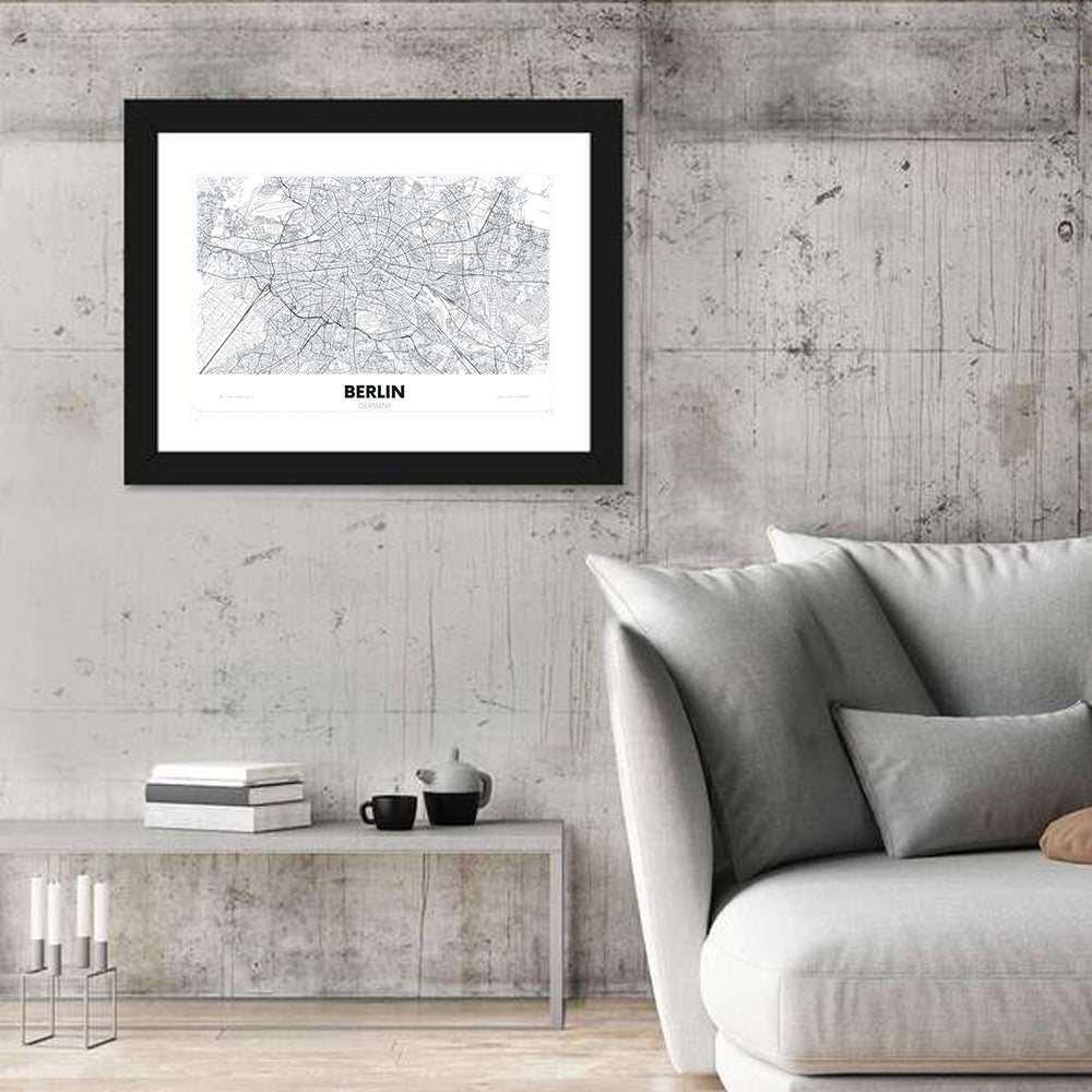 Berlin Street Network Map Wall Art in a room, landscape