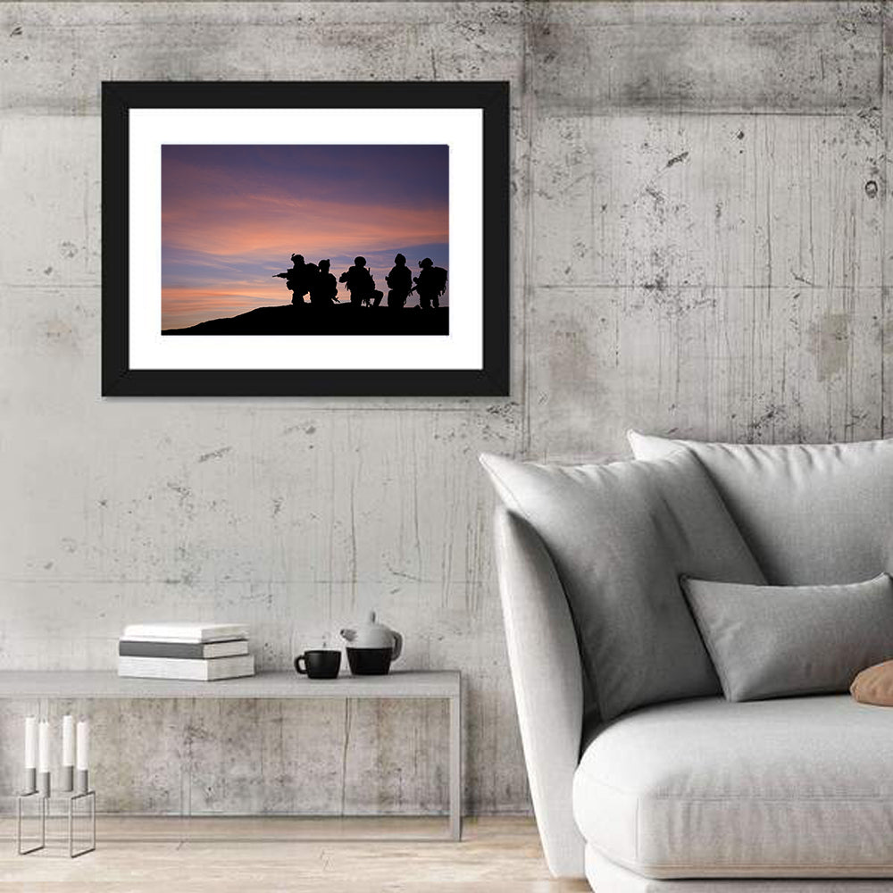 Troops at Sunset Wall Art