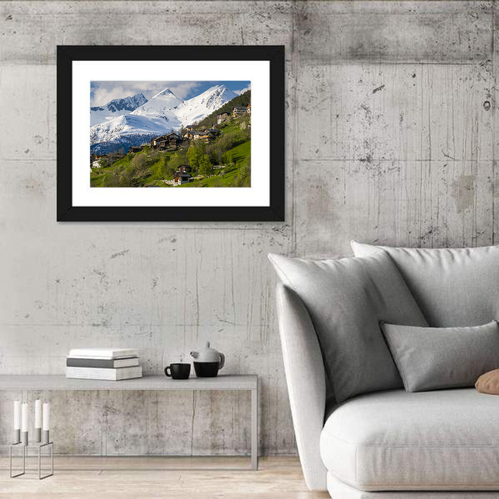 Saas-fee Alpine Village in Spring Wall Art