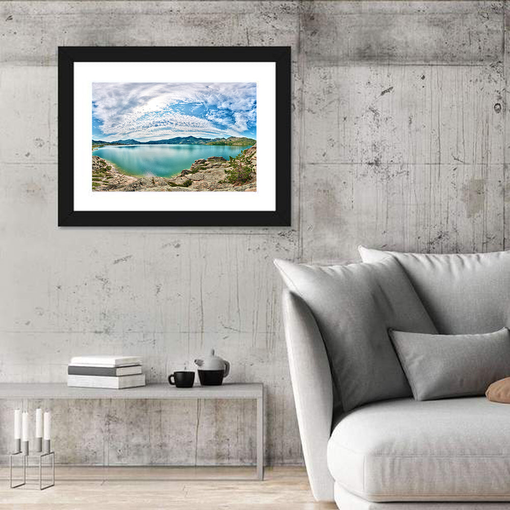Lake Kivu Shoreline Wall Art in a room, landscape