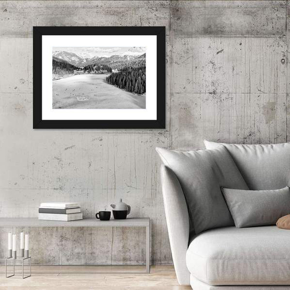 Dolomites at Lago Di Misurina Wall Art in a room, landscape